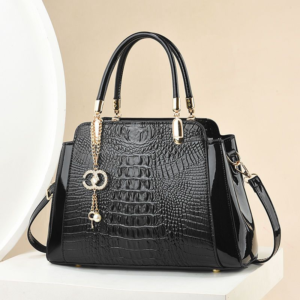 Luxury Black Croc-Embossed Handbag
