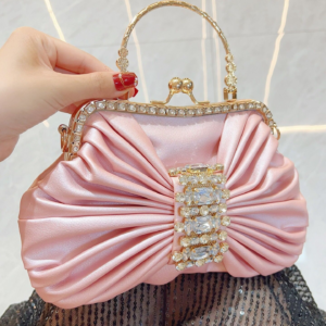 Luxurious pink satin handbag