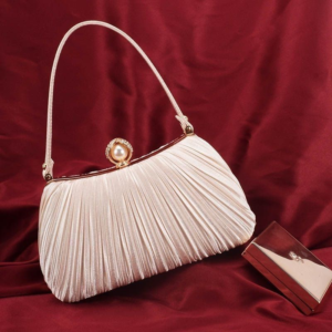 Luxury Pink Satin Crystal Clutch Bag